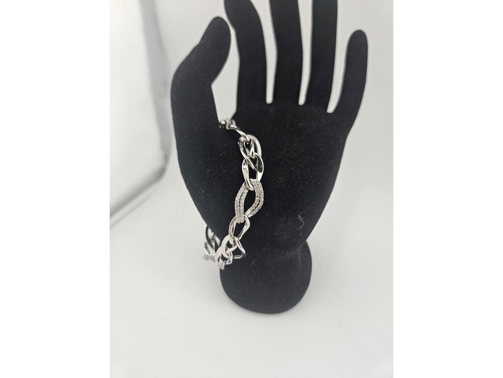 Sterling Silver Chain Link Bracelet with Textured Accents